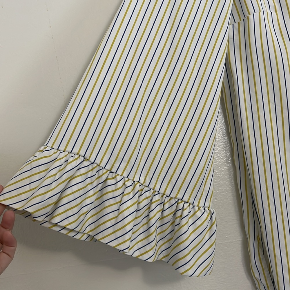 Massimo Dutti Striped Bell Sleeve Blouse Top - Picture 5 of 12